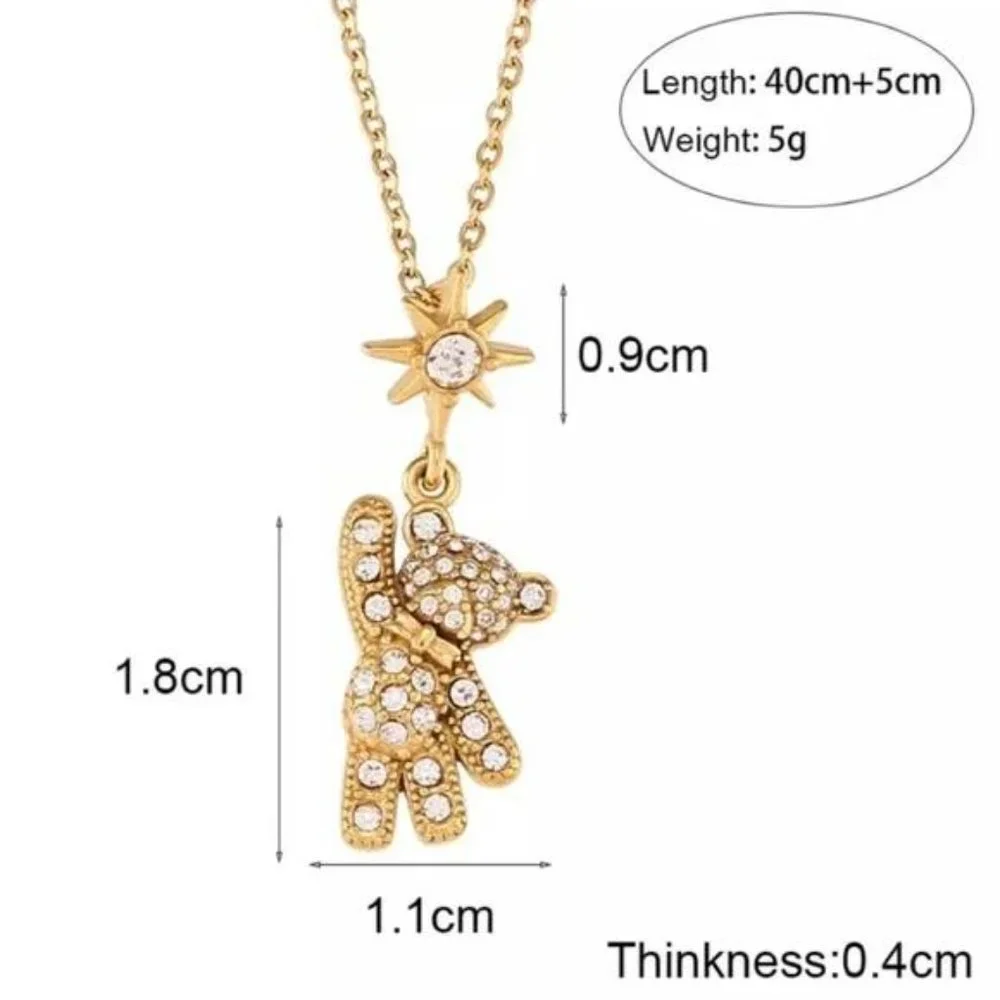 NEW TEDDY BEAR 18K GOLD DIAMOND PENDANT NECKLACE, NICE NECKLACE, CUTE NECKLACE - Picture 5 of 6